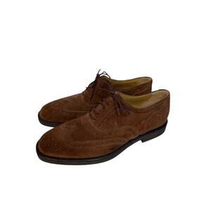 Bally Brown Suede Oxford Derby Lace Up Men's Dress Shoes Size 42.5 10/10.5 Italy